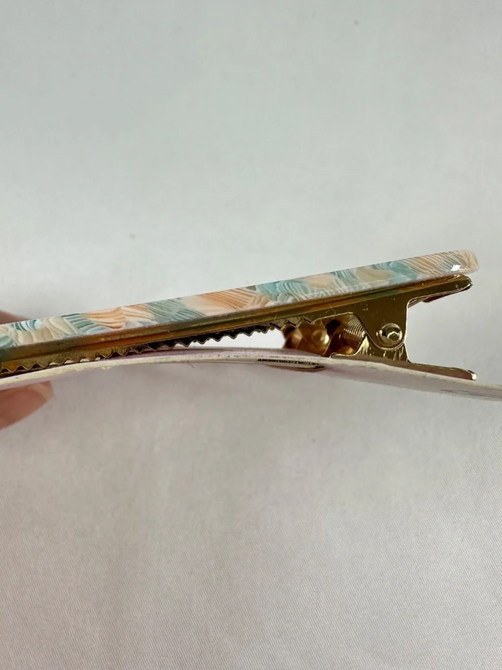 Hair Essentials Acrylic Barretts, Hair Alligator Clips, Green Peach, Y2K, 1990s